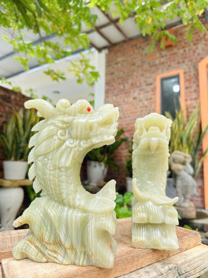 Cá chép hóa rồng ngọc Onyx, linh vật phong thủy, tượng linh vật phong thủy, cá chép hóa rồng ngọc onyx, tượng cá chép hóa rồng ngọc onyx, tượng cá chép hóa rồng, cá chép hóa rồng bằng đá