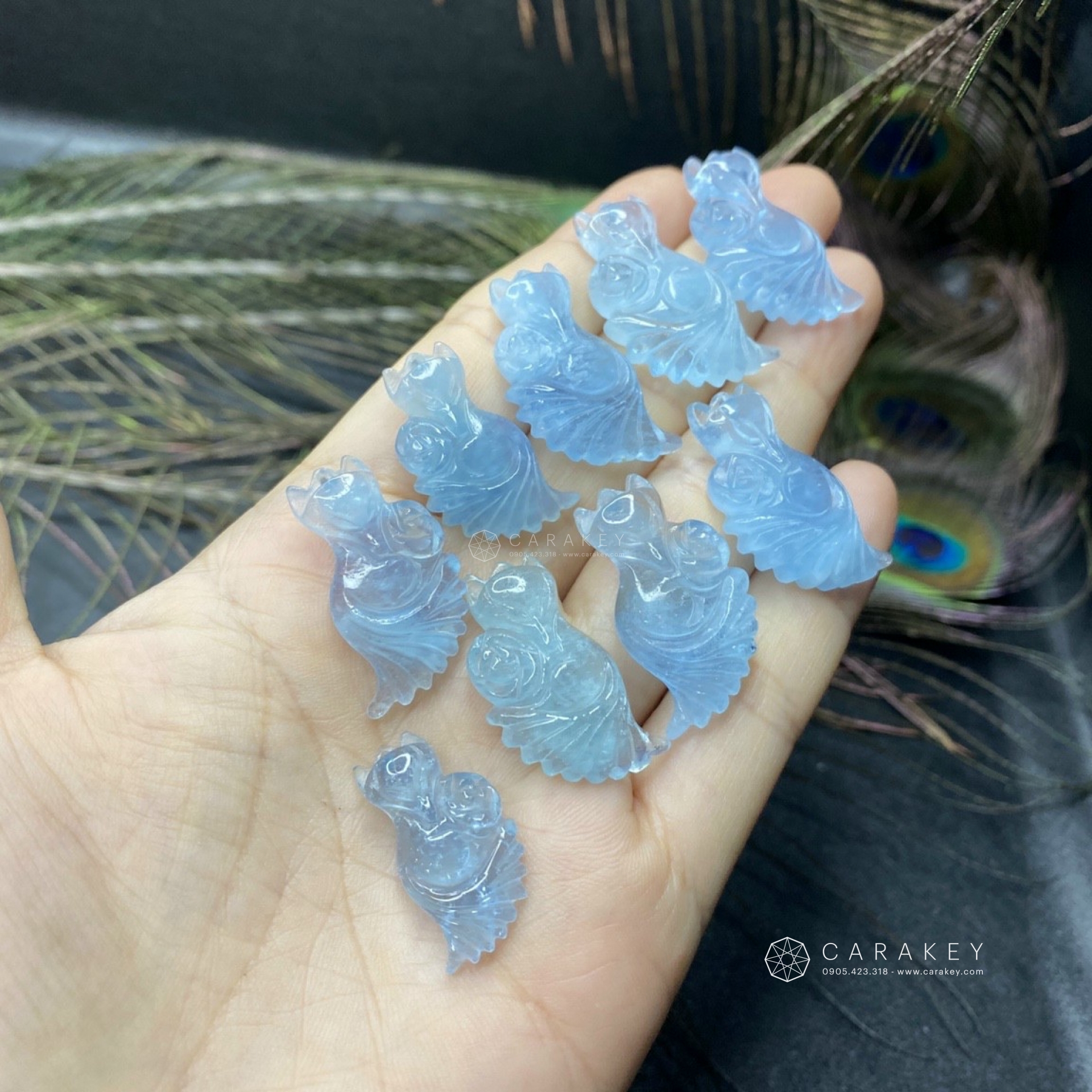 Mặt dây chuyền hồ ly đuôi dài đá aquamarine, Mặt dây chuyền đá quý, mặt dây chuyền hình túi tiền, mặt dây chuyền đá phong thủy, mặt dây chuyền đá thạch anh, mặt dây chuyền đá thạch anh tóc đen, mặt dây chuyền đá quý phong thủy