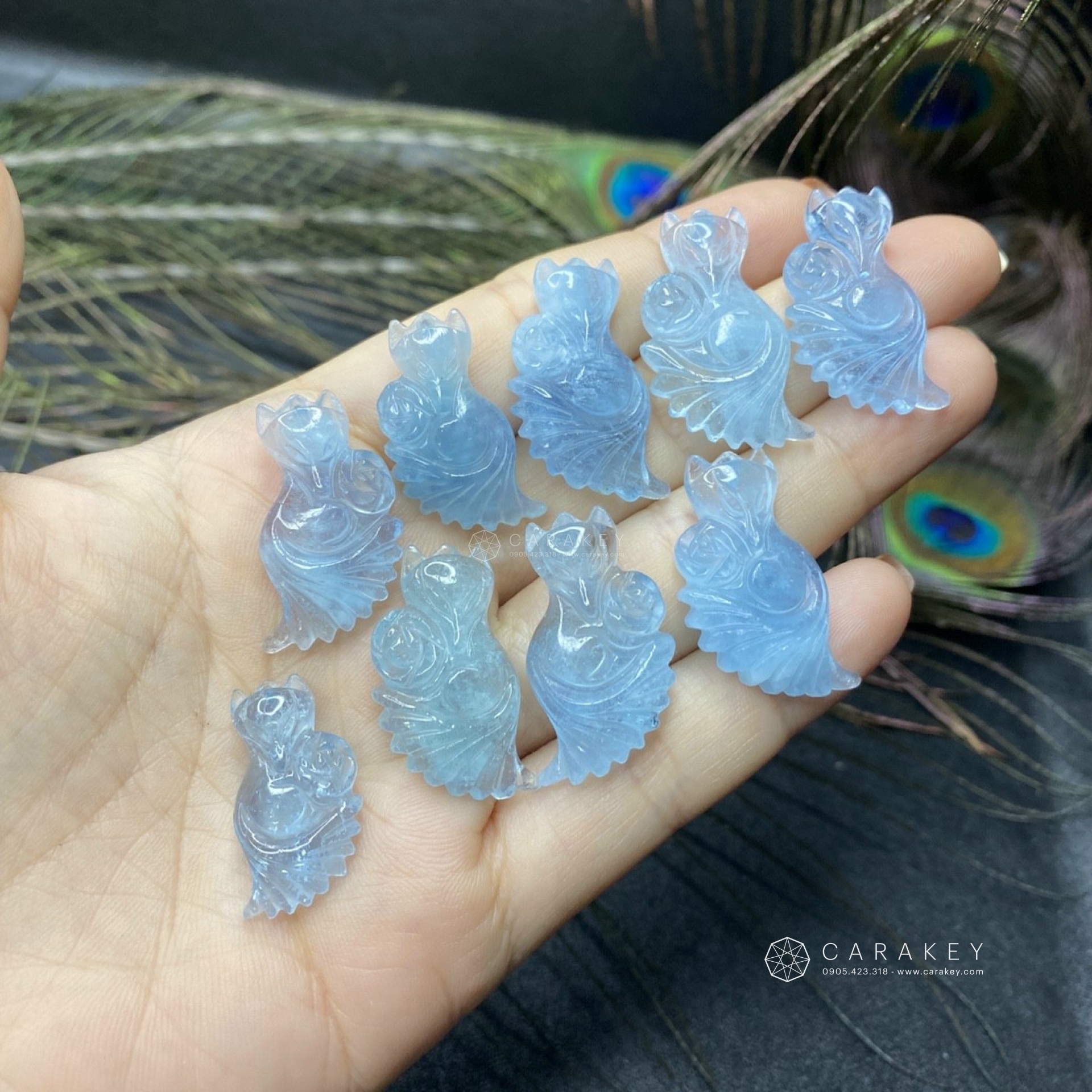 Mặt dây chuyền hồ ly đuôi dài đá aquamarine, Mặt dây chuyền đá quý, mặt dây chuyền hình túi tiền, mặt dây chuyền đá phong thủy, mặt dây chuyền đá thạch anh, mặt dây chuyền đá thạch anh tóc đen, mặt dây chuyền đá quý phong thủy