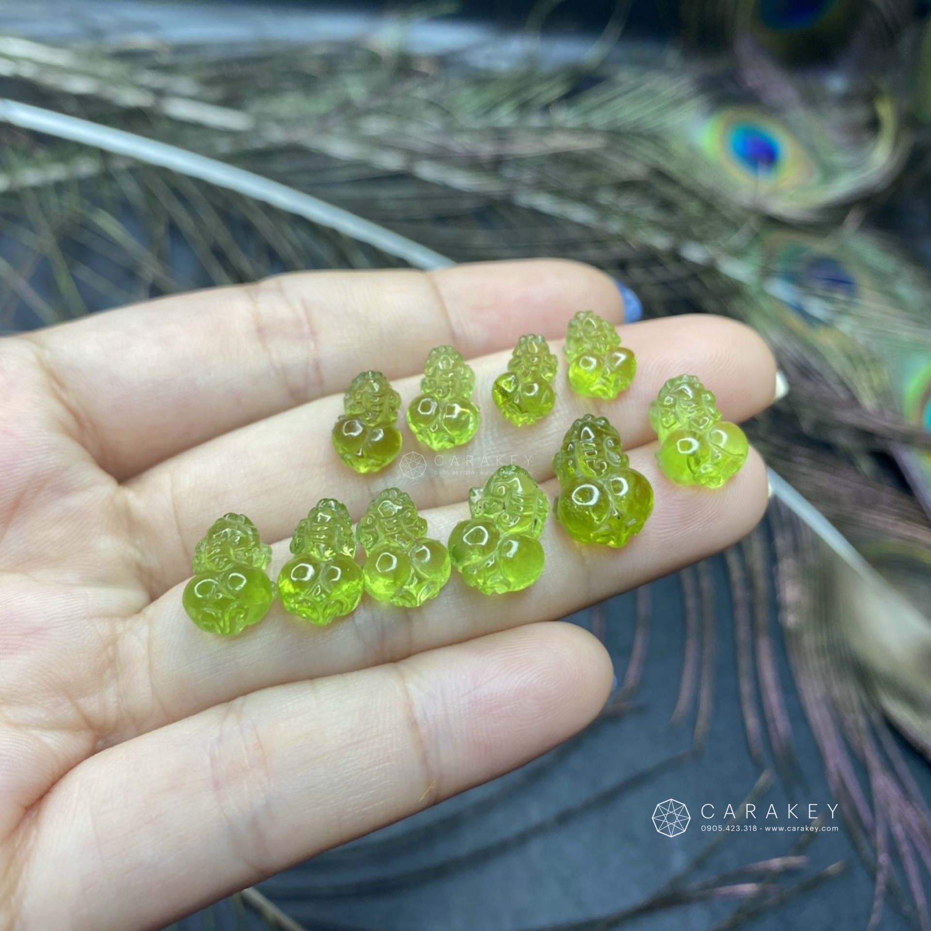 Mặt dây chuyền tỳ hưu đá Peridot