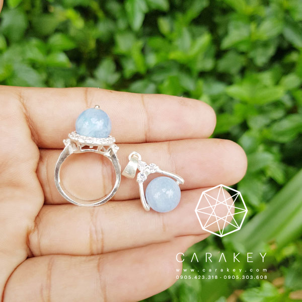 Bộ trang sức đá thạch anh aqua,