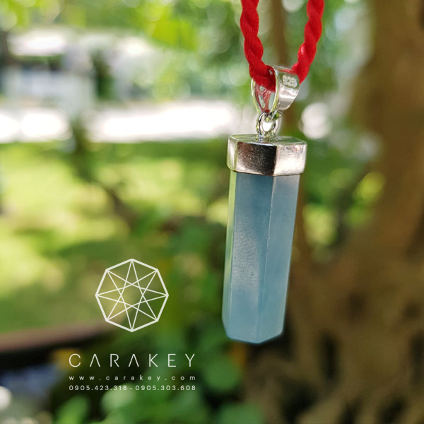 Dây chuyền trụ thạch anh aquamarine